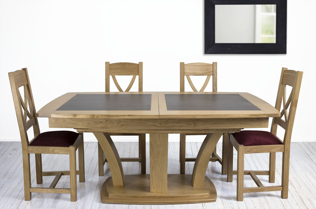 Table de repas Contemporaine 180x110  en Chêne massif avec céramique  IRON GREY