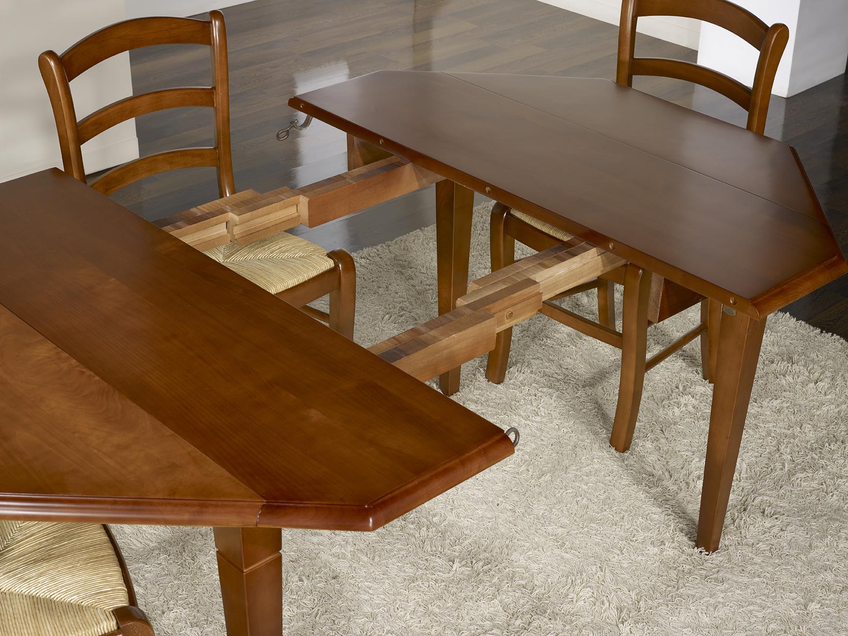 table volets octogonale 120x120 ralise en merisier massif 4 pieds fuseaux 2 allonges de 40 cm - Table Merisier Massif table volets octogonale 120x120 ralise en merisier massif 4 pieds fuseaux 2 allonges de 40 cm - Table Merisier Massif