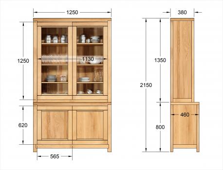 Bibliothèque 2 corps 2 portes Rafael  en Chêne de style contemporain 