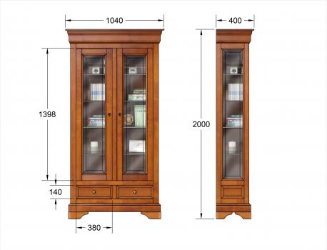 Bibliothèque 2 portes   en Merisier Massif de style Louis Philippe 