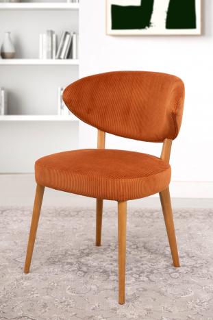 Chaise ou Fauteuil de table Agathe  en Frêne Massif Tissu velours côtelé Butterfly 24
