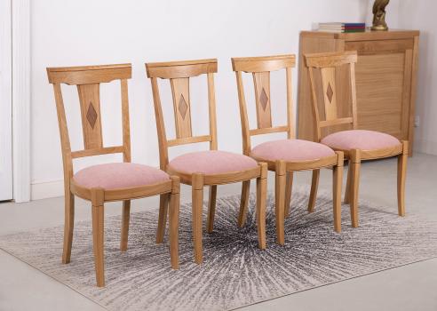 Lot de 4 Chaise Arthur réalisée en Chêne Massif de style Louis Philippe Assise encastrée SEULEMENT 1 DISPONIBLE - LOT UNIQUE