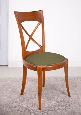 Chaise Armelle  en Merisier Massif de style Louis Philippe  Tissu Bronx Moss