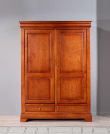 Armoire 2 portes 2 tiroirs Odile  en Merisier Massif de style Louis Philippe SEULEMENT 1 DISPONIBLE