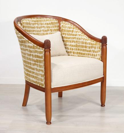 Fauteuil cabriolet caroline réalisé en merisier massif de style louis philippe