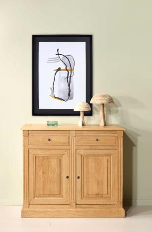 Buffet 2 portes 2 tiroirs Isaac  en Chêne massif de style Directoire 110 de large