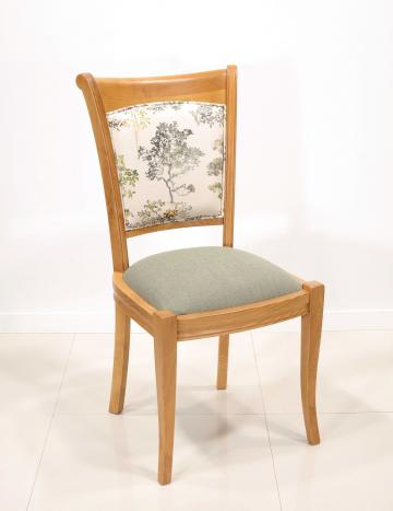 Chaise Benjamin en chêne massif de style Louis Philippe Tissu d'ameublement Cimpotextil
