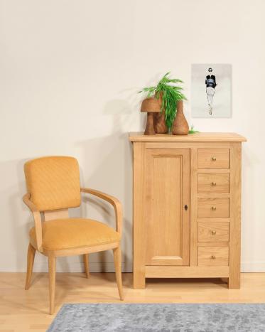 Farinier 1 porte 5 tiroirs  en Chêne Massif de style Campagnard  SEULEMENT 1 DISPONIBLE