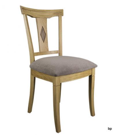 Chaise Arthur réalisée en Chêne Massif de style Louis Philippe Assise tissu aldecco