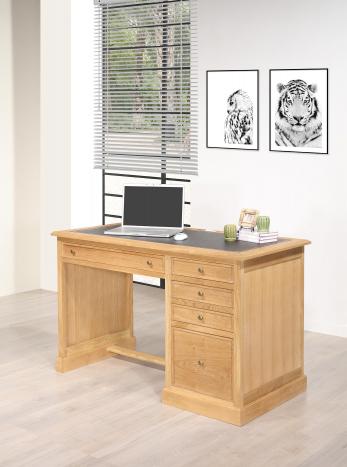 Bureau 5 tiroirs victor réalisé en chêne de style louis philippe finition chêne brossé naturel patiné seulement 1 disponible