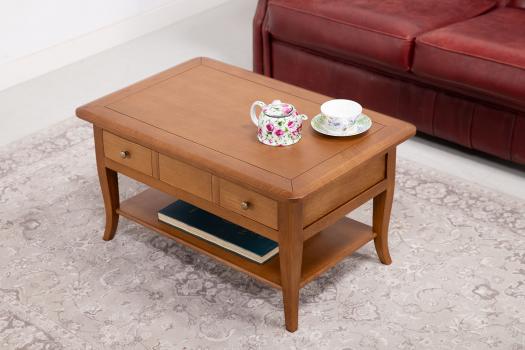 Table Basse rectangulaire Alexandre réalisée en Chêne de style Louis Philippe Longueur 85 cm SEULEMENT 1 DISPONIBLE