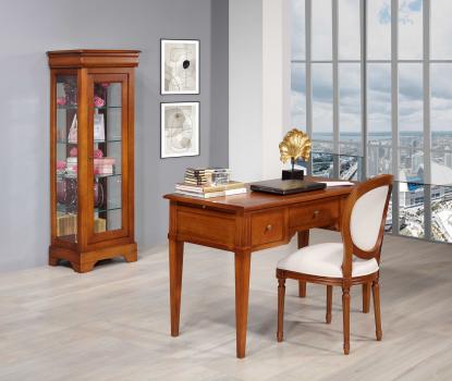 Bureau 3 tiroirs 1/2 ministre clémentine réalisé en merisier massif de style directoire plateau bois
