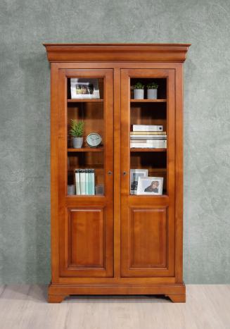 Bibliothèque 2 portes Camille  en Merisier Massif de style Louis Philippe Largeur 110 cm