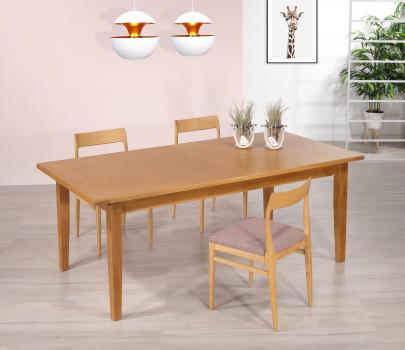 Table de repas rectangulaire réalisée en Chêne  200*100 + 2 allonges de 49,5 cm Finition Chêne doré SEULEMENT 1 DISPONIBLE