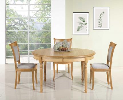 Table ovale 110x135  en Chêne de style Louis Philippe avec 10 allonges de 40 cm dont 1 allonge ceinturée