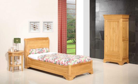 Lit 90X190 de style Louis Philippe Diego  en Chêne Massif 